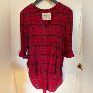 Holding Horses from Anthropologie red plaid tunic shirt